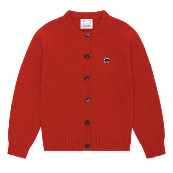NWT Warm Wonderful Rowing Blazers 100% Shetland Wool Red Sheep Cardigan Sweater - Picture 1 of 5